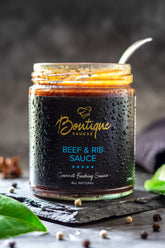 Rich, smoky marinade for ribs, burgers, and BBQ's.  Boutique Sauces Beef & Rib Sauce. Perfect for grilling and slow-cooked meats